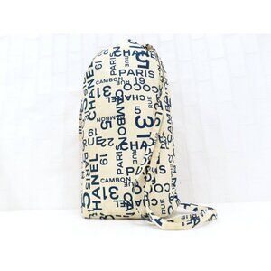 CHANEL Sea Line Canvas Drawstring Shoulder Bag Beach Natural Color Coco